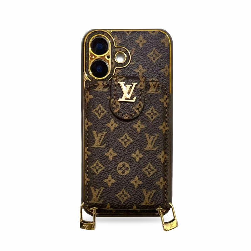 Monogram Phone Case With Card Holder And Strap Small Printing -XKB241520