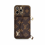 Monogram Phone Case With Card Holder And Crossbody Strap For iPhone Big Printing -XKB241816