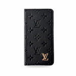 PremiumLeather Fold Phone Case With Card Holder For iPhone Black-HSK250112