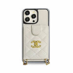 CC Phone Case With Card Holder And Strap For iPhone White-GSK250604