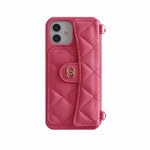 Luxury CC Phone Case With Card Holder And Strap For iPhone Black -JDK251705