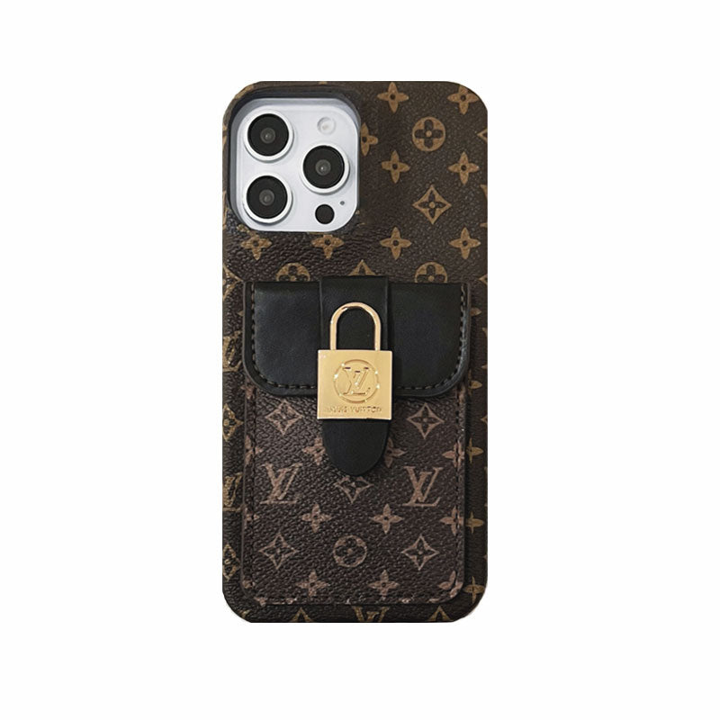 Monogram Phone Case With Wallet For iPhone Brown-DPP241125