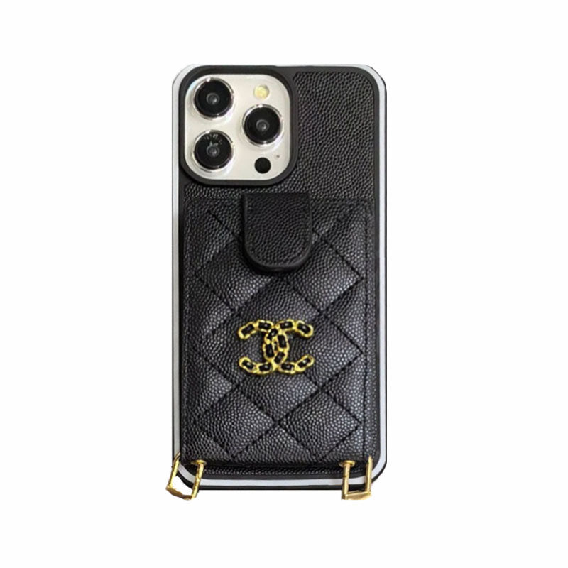 CC Phone Case With Card Holder And Strap For iPhone White-GSK250604