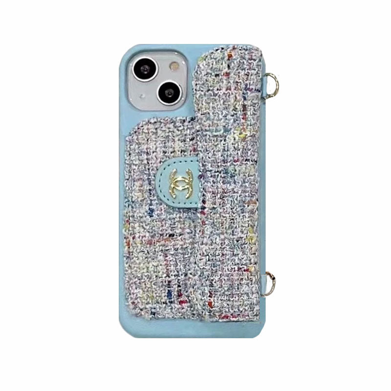 Fabrics CC Phone Case With Card Holder And Strap For iPhone Yellow-BYK251520