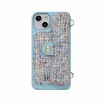 Fabrics CC Phone Case With Card Holder And Strap For iPhone Yellow-BYK251520