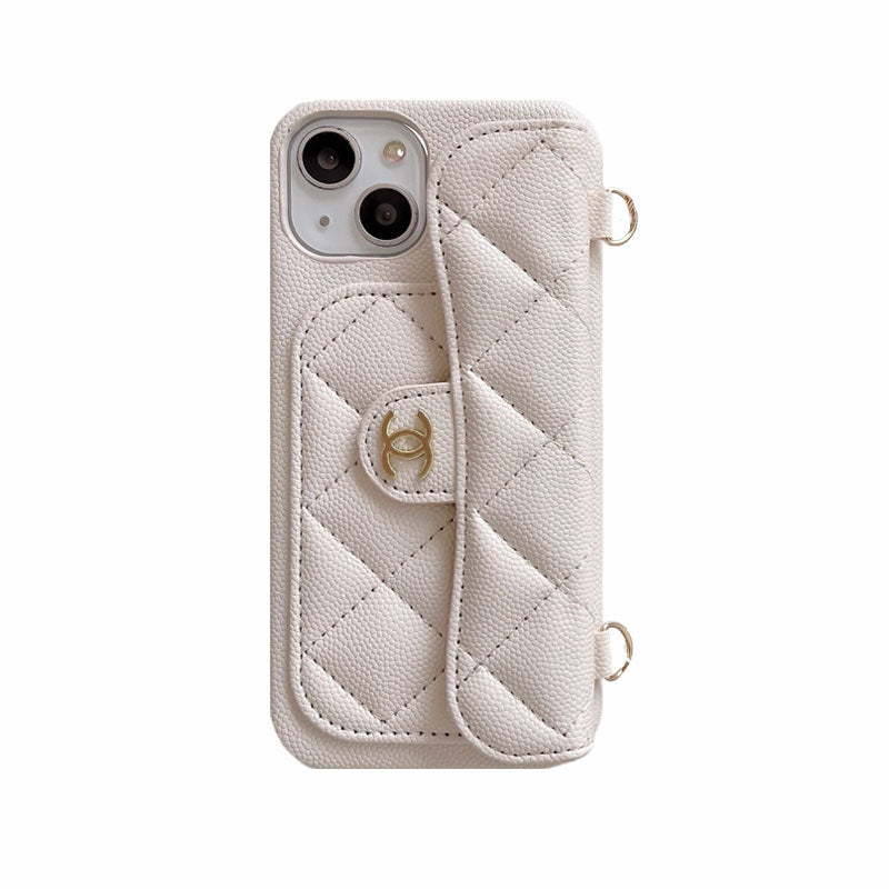 PremiumLeather CC Phone Case With Card Holder And Strap For iPhone Black-GLL251702