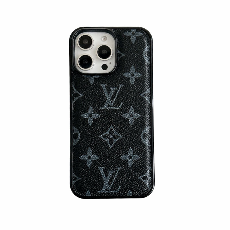 LeatherMonogram Phone Case For iPhone Black-BMK241125