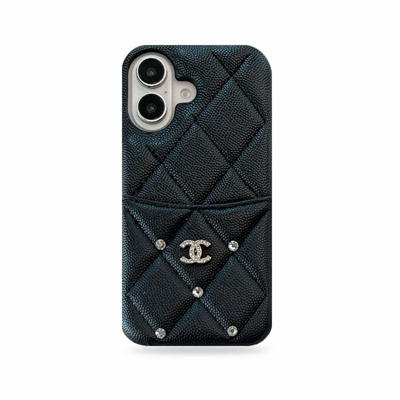 PremiumLeather CC Phone Case With Card Holder For iPhone Black-DZS250112