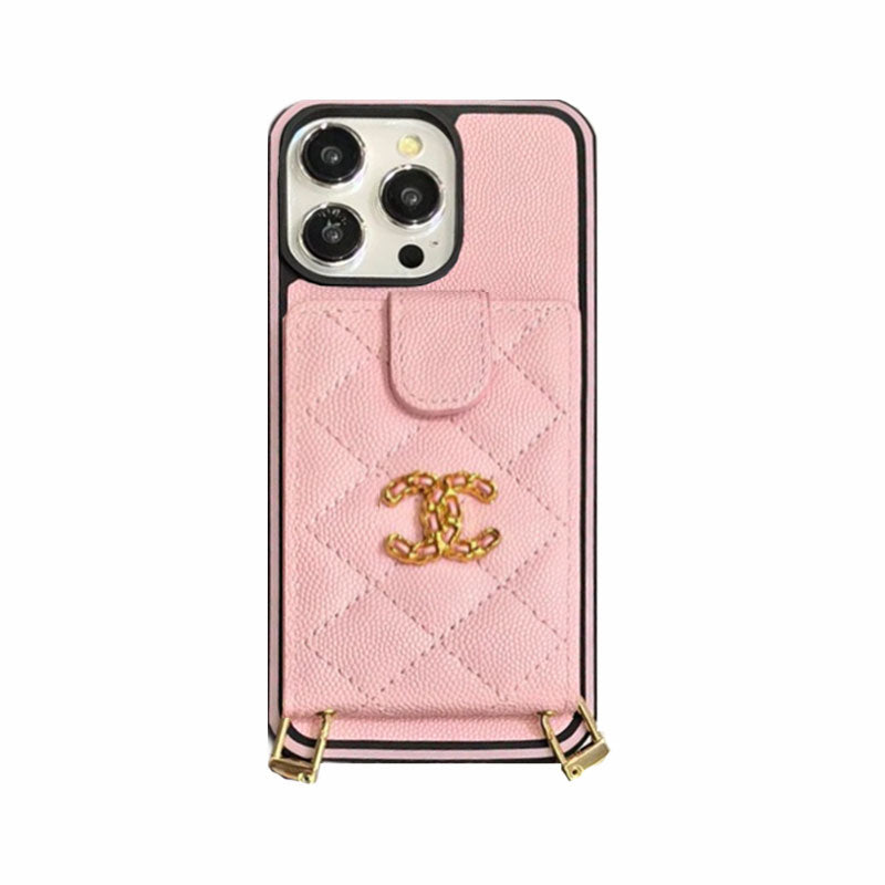 CC Phone Case With Card Holder And Strap For iPhone White-GSK250604