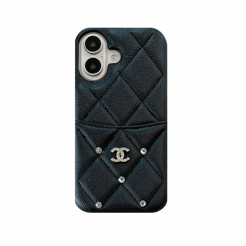 PremiumLeather CC Phone Case With Card Holder For iPhone Black-DZS250112