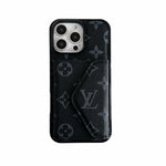 LeatherMonogram Phone Case With Card Holder For iPhone Black-BMKQ241757