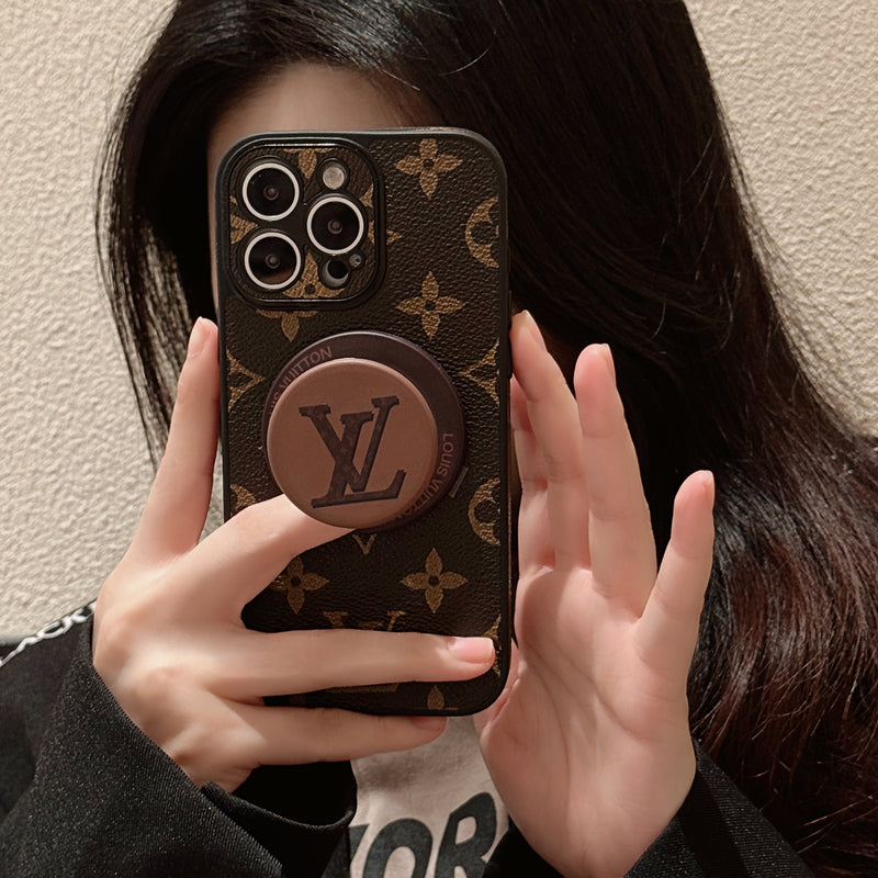 Leather Monogram Phone Case With Holder For iPhone-CXK251520