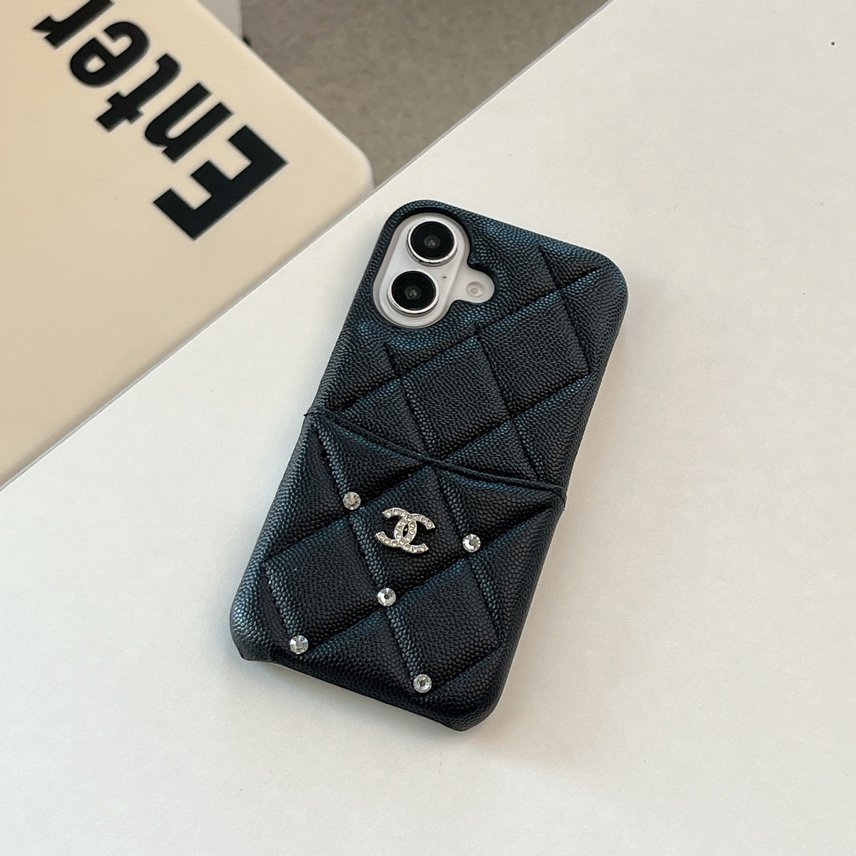 PremiumLeather CC Phone Case With Card Holder For iPhone Black-DZS250112