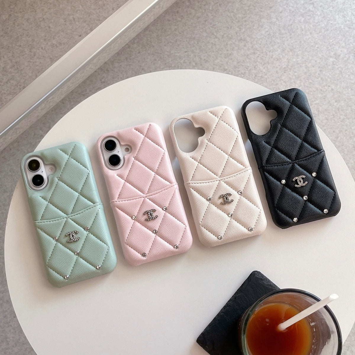 PremiumLeather CC Phone Case With Card Holder For iPhone Black-DZS250112