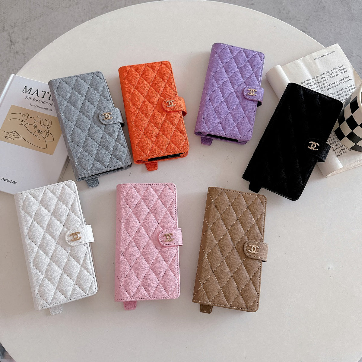 Leather CC Phone Case With Fold Wallet For iPhone White-ZDB251641