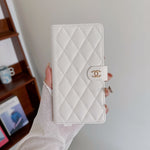 Leather CC Phone Case With Fold Wallet For iPhone White-ZDB251641
