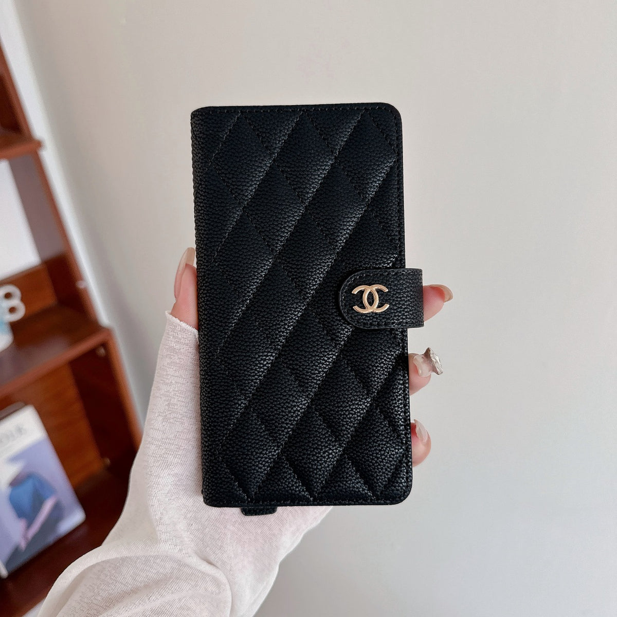 Leather CC Phone Case With Fold Wallet For iPhone White-ZDB251641