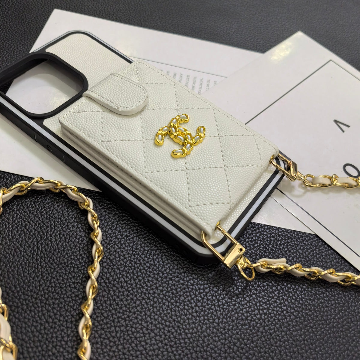CC Phone Case With Card Holder And Strap For iPhone White-GSK250604