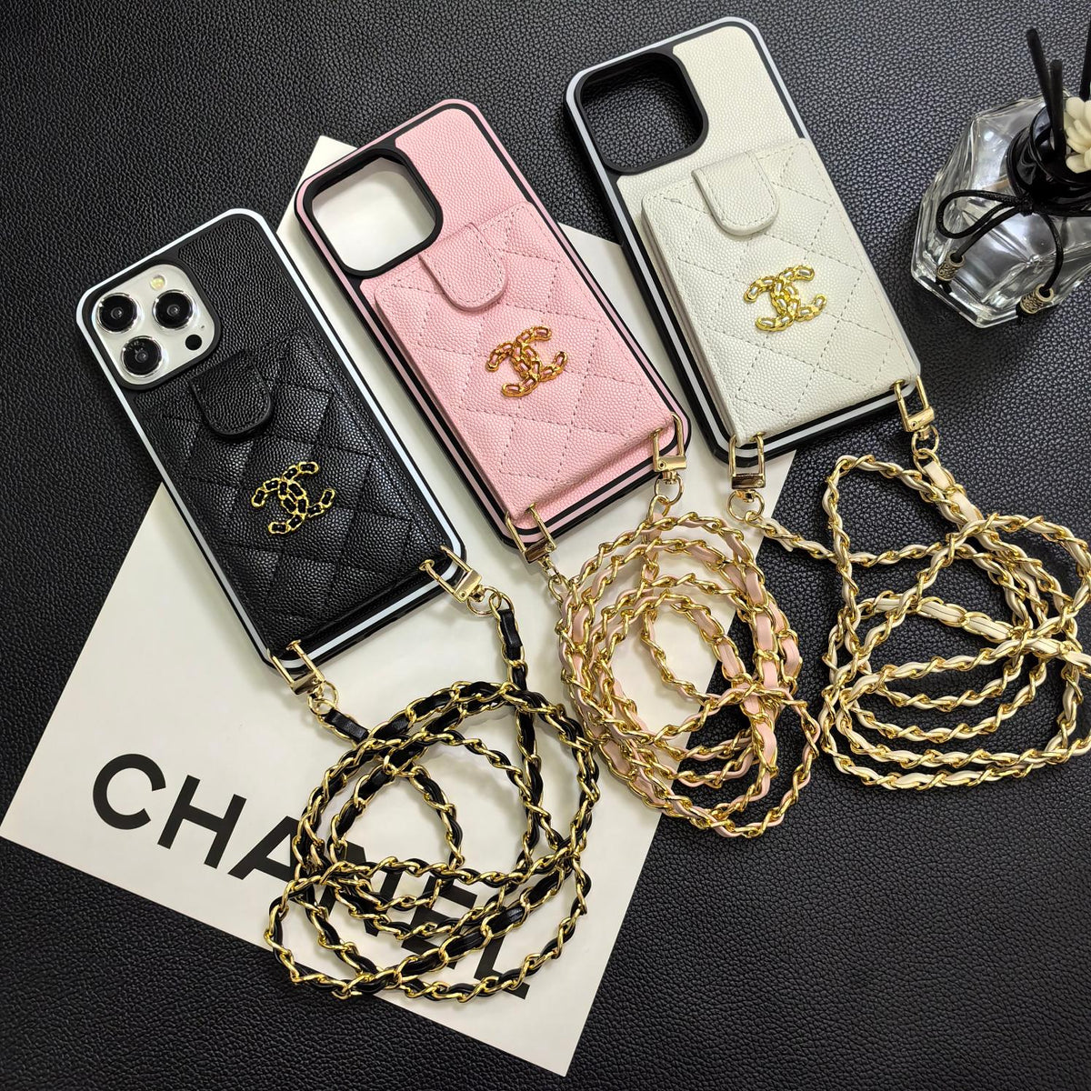 CC Phone Case With Card Holder And Strap For iPhone White-GSK250604