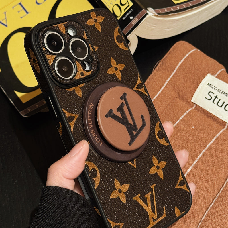 Leather Monogram Phone Case With Holder For iPhone-CXK251520