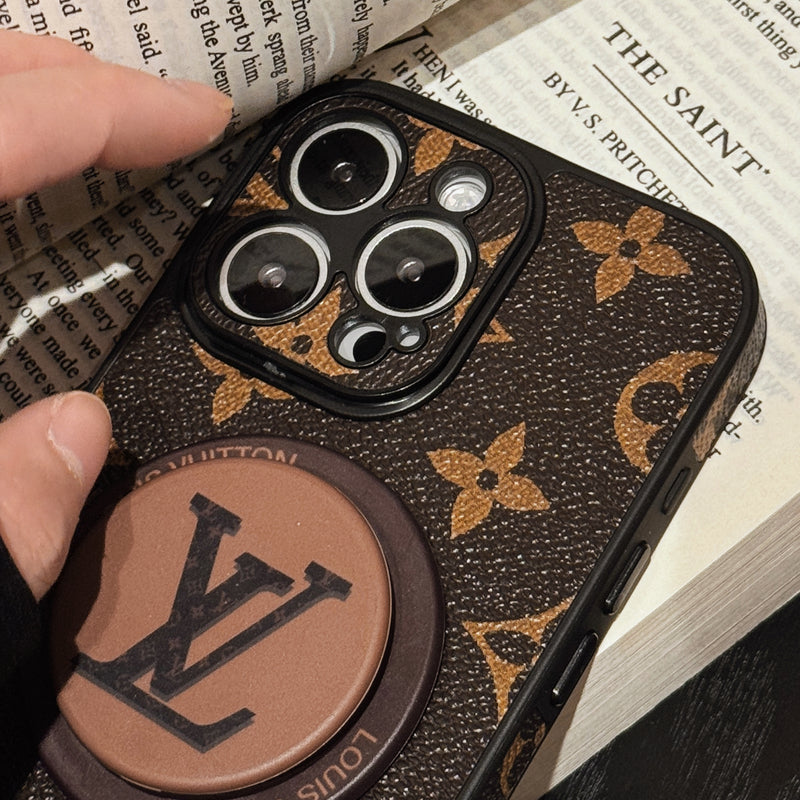 Leather Monogram Phone Case With Holder For iPhone-CXK251520
