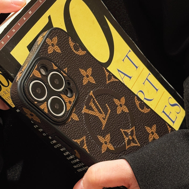 Leather Monogram Phone Case With Holder For iPhone-CXK251520