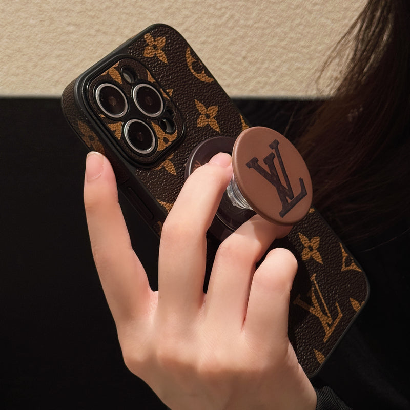 Leather Monogram Phone Case With Holder For iPhone-CXK251520