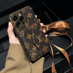 Monogram Phone Case With Card Holder And Crossbody Strap For iPhone Big Printing -XKB241816