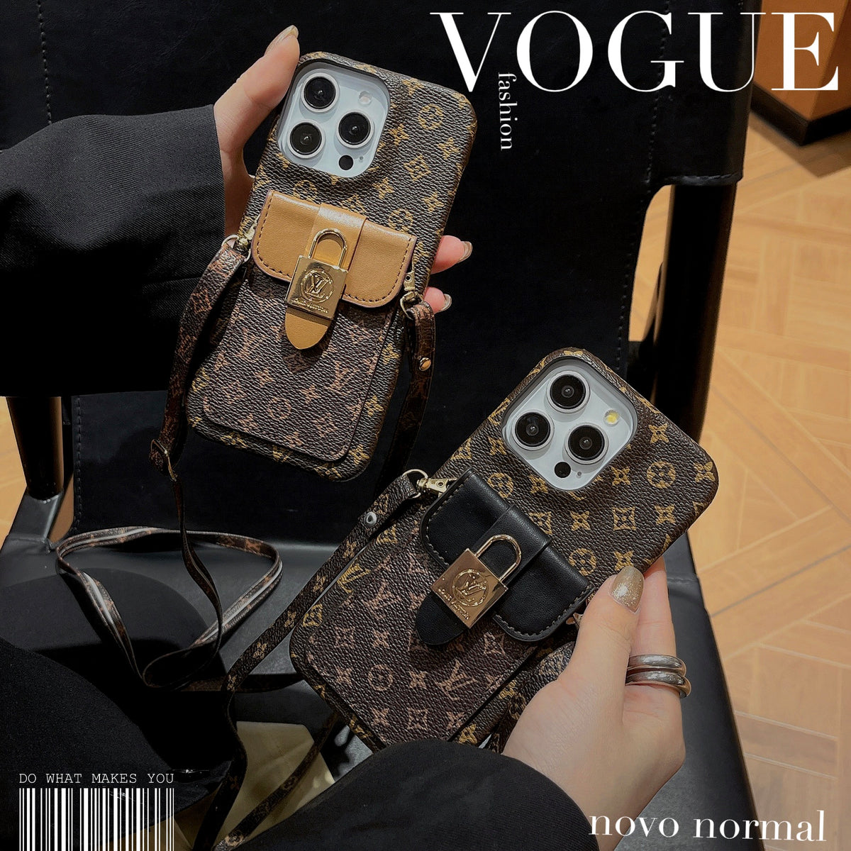 Monogram Phone Case With Wallet For iPhone Brown-DPP241125