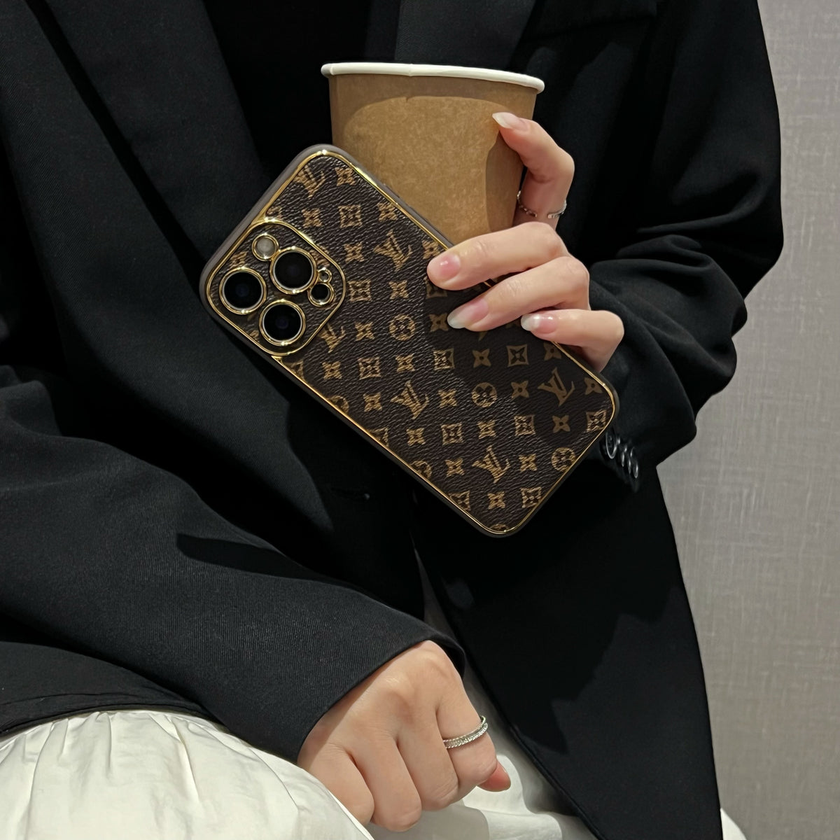 Luxury Leather Monogram Phone Case For iPhone Big Printing-CRK251525