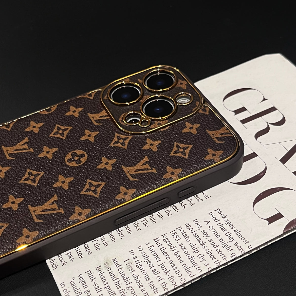 Luxury Leather Monogram Phone Case For iPhone Big Printing-CRK251525