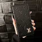 PremiumLeather Fold Phone Case With Card Holder For iPhone Black-HSK250112