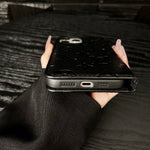 PremiumLeather Fold Phone Case With Card Holder For iPhone Black-HSK250112