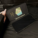 PremiumLeather Fold Phone Case With Card Holder For iPhone Black-HSK250112