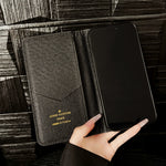 PremiumLeather Fold Phone Case With Card Holder For iPhone Black-HSK250112