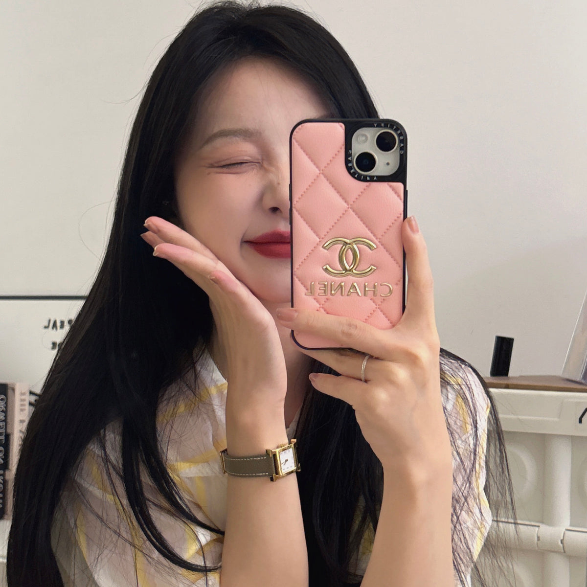 Leather CC Phone Case For iPhone Pink -XPK251725