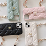 PremiumLeather CC Phone Case With Card Holder And Strap For iPhone Black-GLL251702
