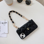 PremiumLeather CC Phone Case With Card Holder And Strap For iPhone Black-GLL251702