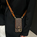 Monogram Phone Case With Card Holder And Strap Small Printing -XKB241520
