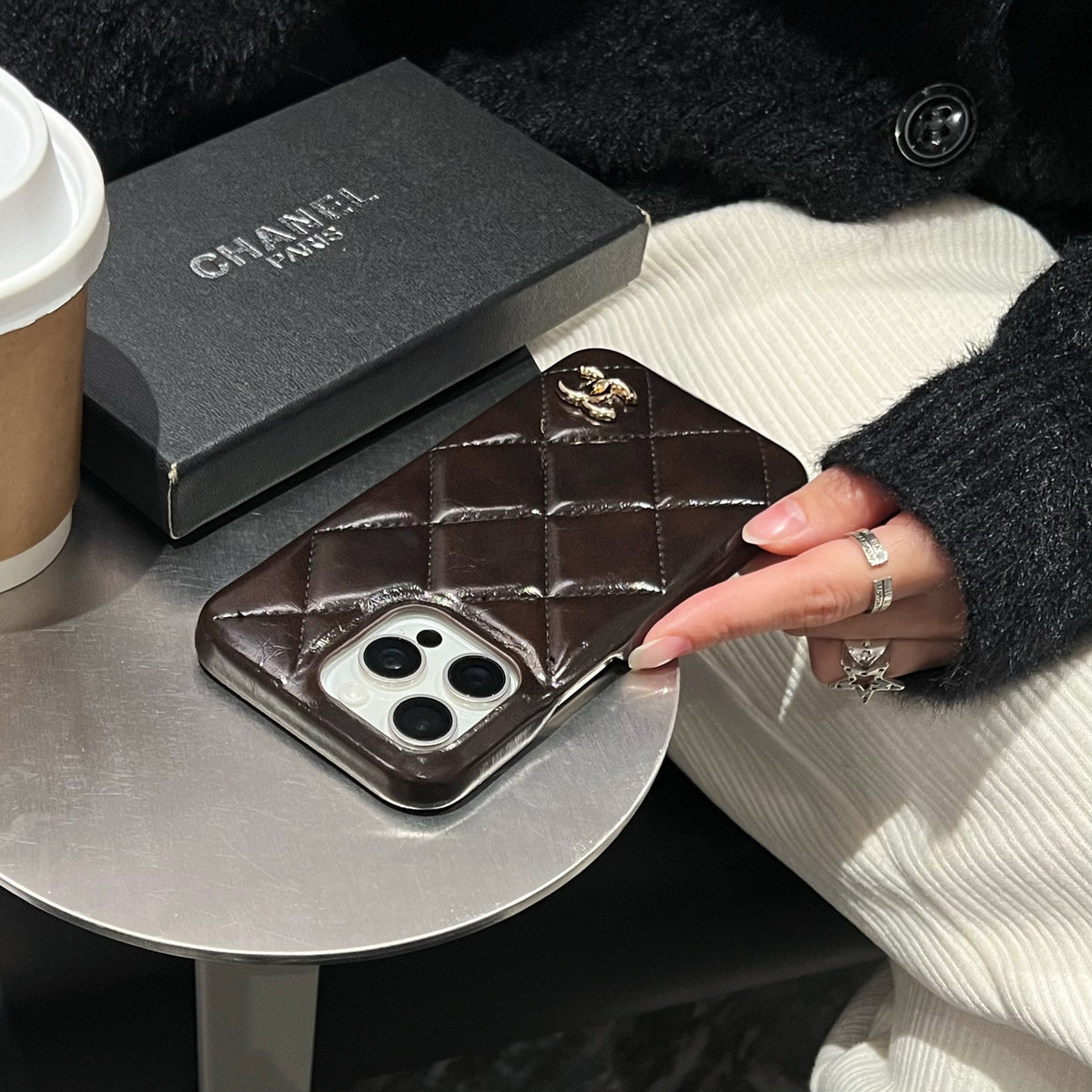 Leather CC Phone Case For iPhone Black-XNP250605