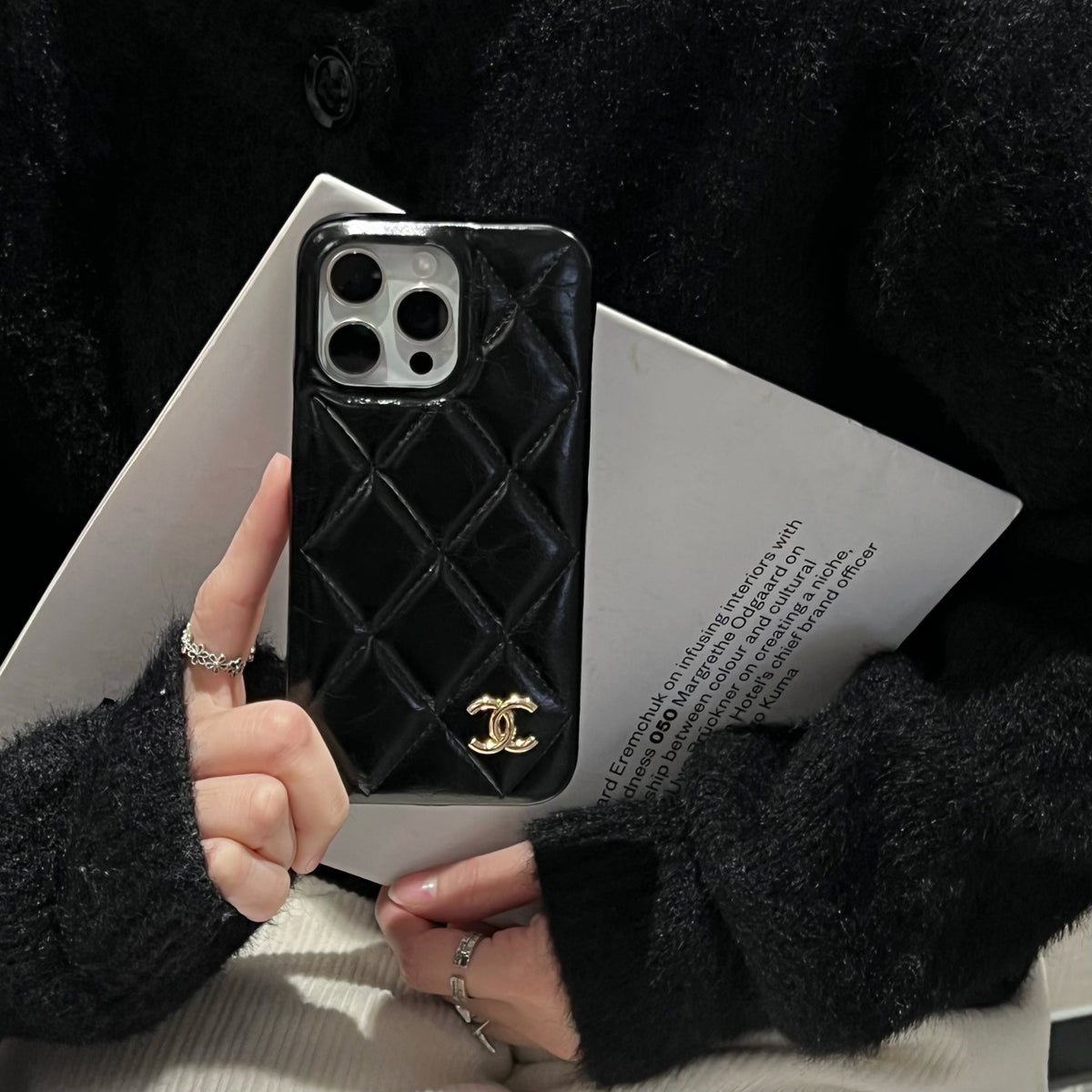 Leather CC Phone Case For iPhone Black-XNP250605