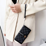 Leather Monogram Phone Case With Card Holder And Strap For iPhone Black Printing-MTY251543