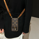 Monogram Phone Case With Card Holder And Strap Big Printing -XKB241520