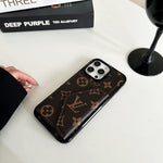 LeatherMonogram Phone Case With Card Holder For iPhone Brown-BMKQ241757