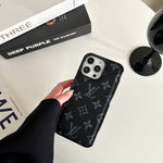 LeatherMonogram Phone Case For iPhone Black-BMK241125
