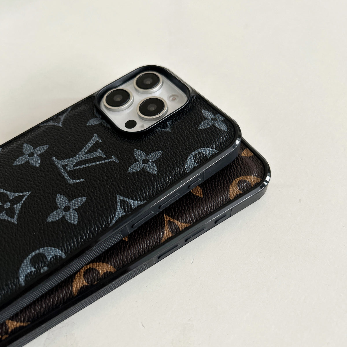LeatherMonogram Phone Case For iPhone Black-BMK241125