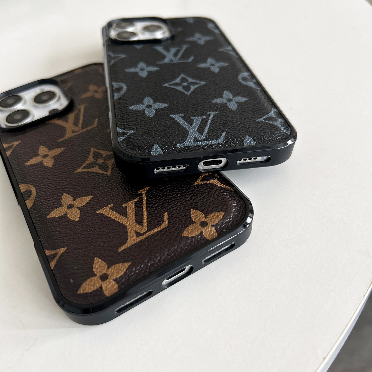 LeatherMonogram Phone Case For iPhone Black-BMK241125