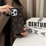 LeatherMonogram Phone Case With Card Holder For iPhone Brown-BMKQ241757