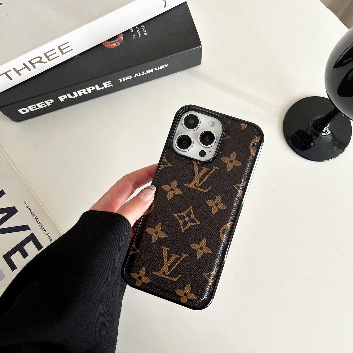 LeatherMonogram Phone Case For iPhone Brown-BMK241125