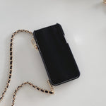 Luxury CC Phone Case With Card Holder And Strap For iPhone Black -JDK251705
